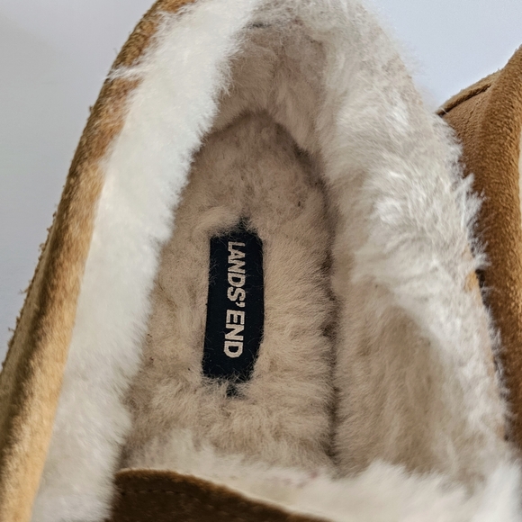 Lands\'End Men\'s Shearling Lined Suede Indoor Outdoor Moccasin Slippers Size 9D main image 15